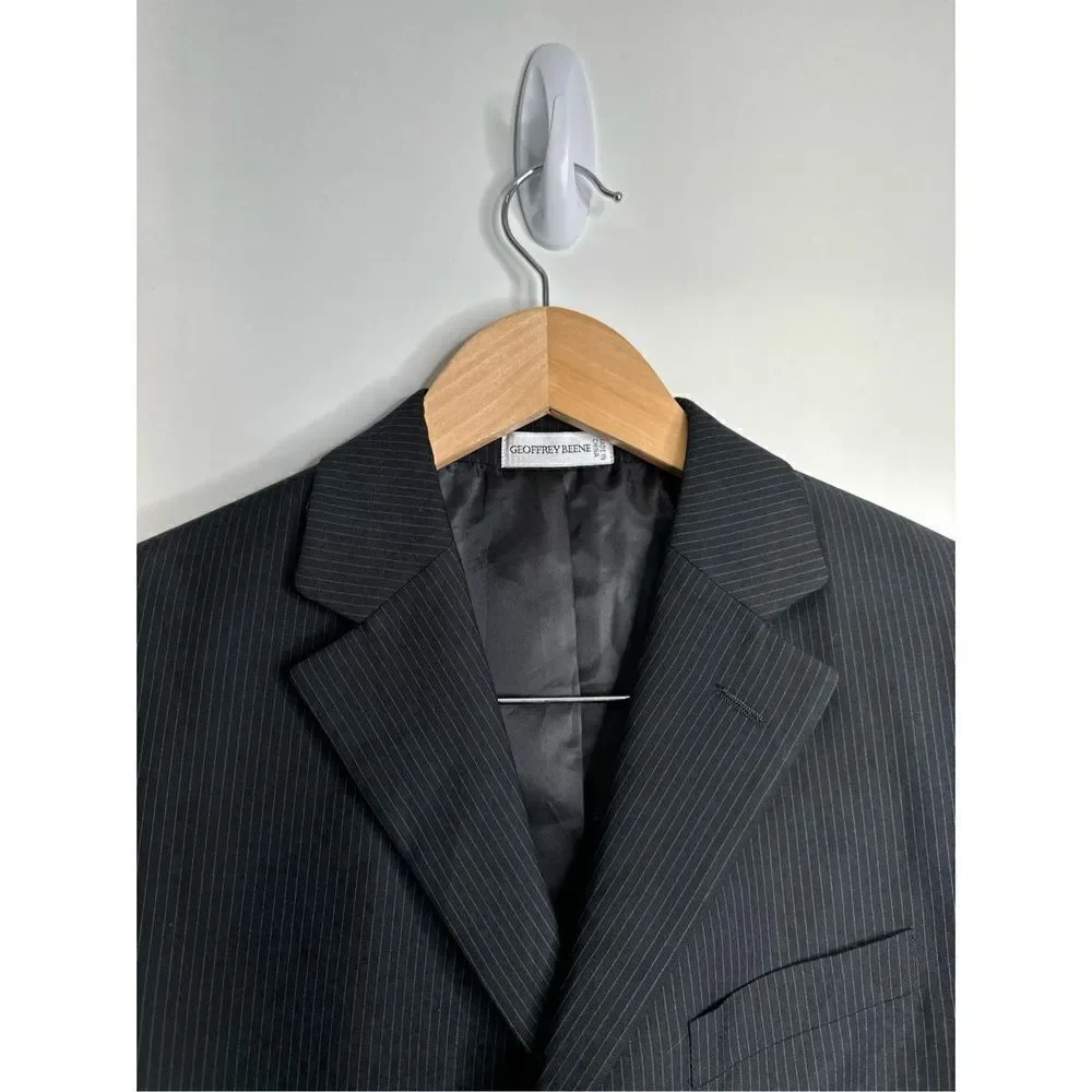 Geoffrey Beene Blazer Jacket‎ Mens Gray Striped Size 38R